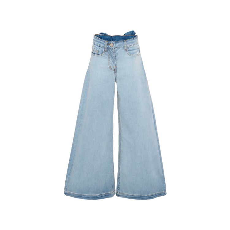 MONNALISA Jeans chiaro con maxi fiocco bambina