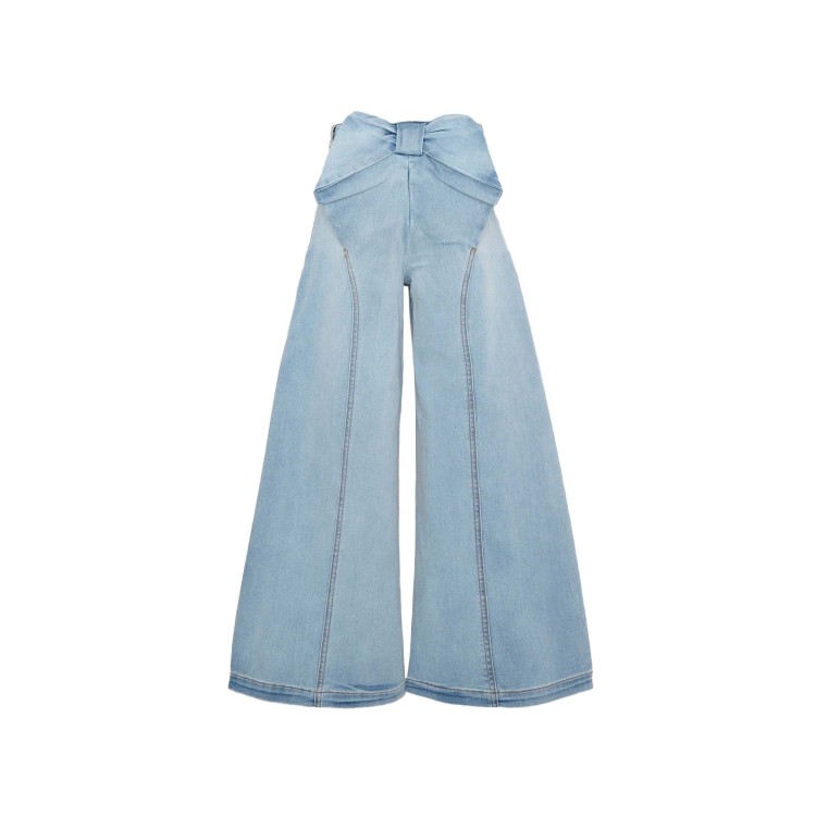 MONNALISA Jeans chiaro con maxi fiocco bambina