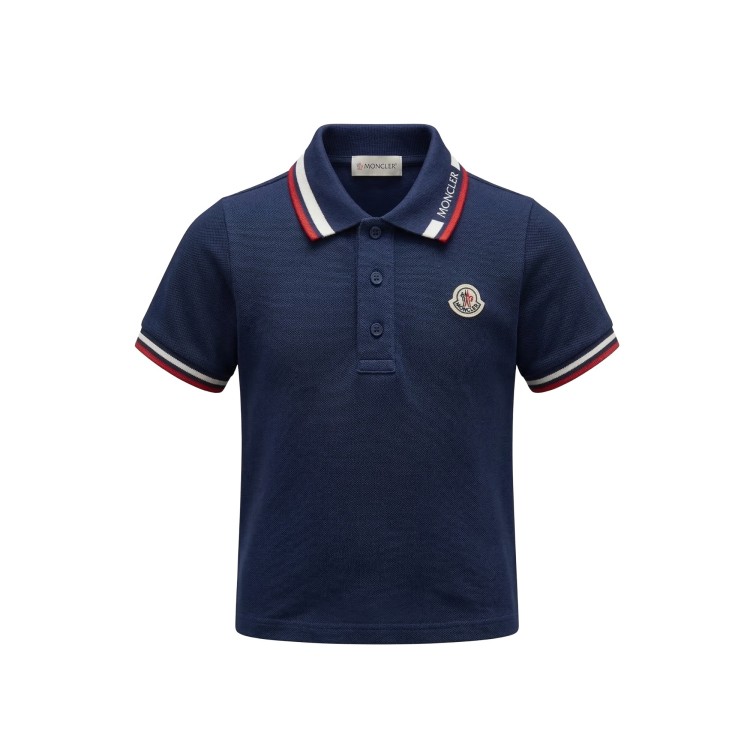 MONCLER Polo blu navy con logo bambino
