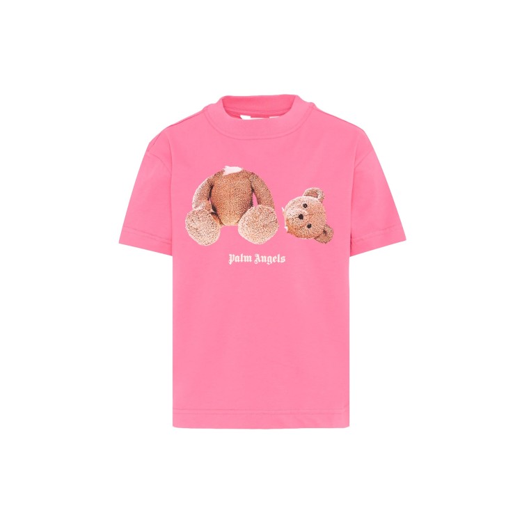 PALM ANGELS T-shirt fucsia con stampa Bear bambina