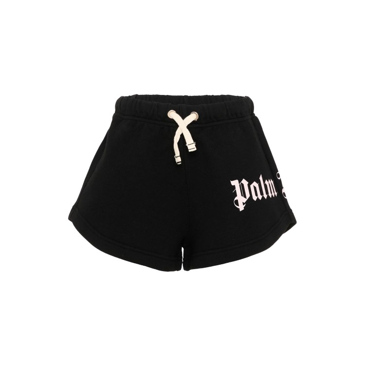 PALM ANGELS Shorts neri sportivi con logo bambina