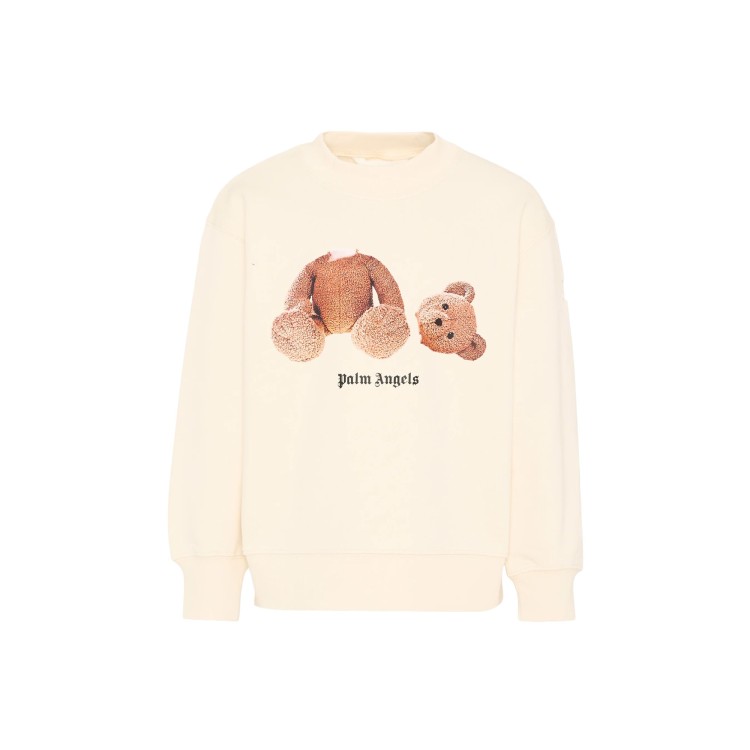 PALM ANGELS Felpa panna con stampa Bear bambino