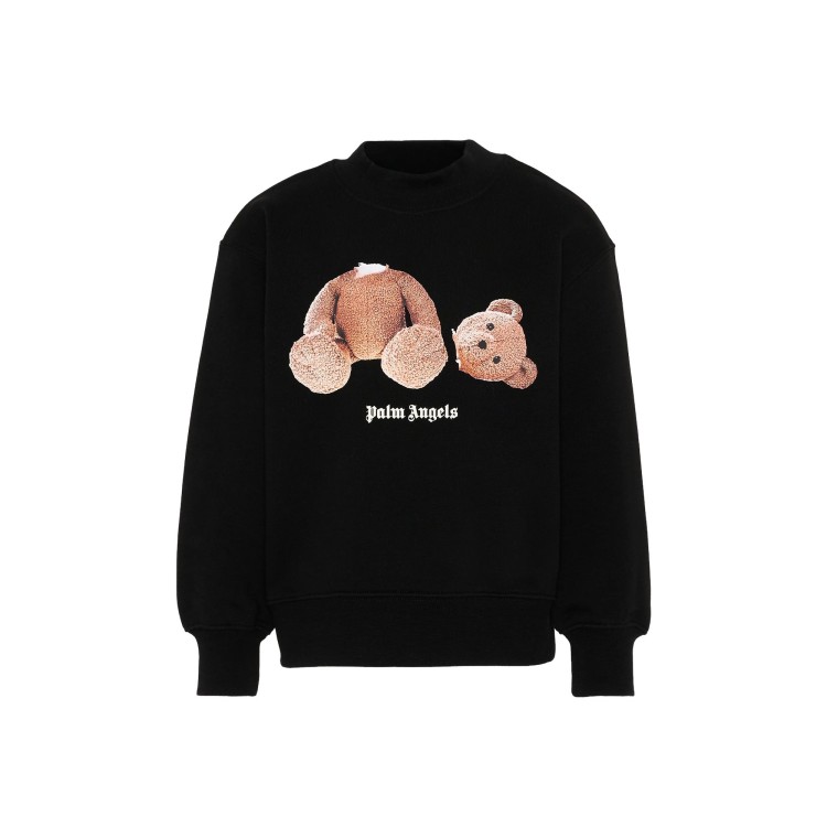 PALM ANGELS Felpa nera con stampa Bear bambino