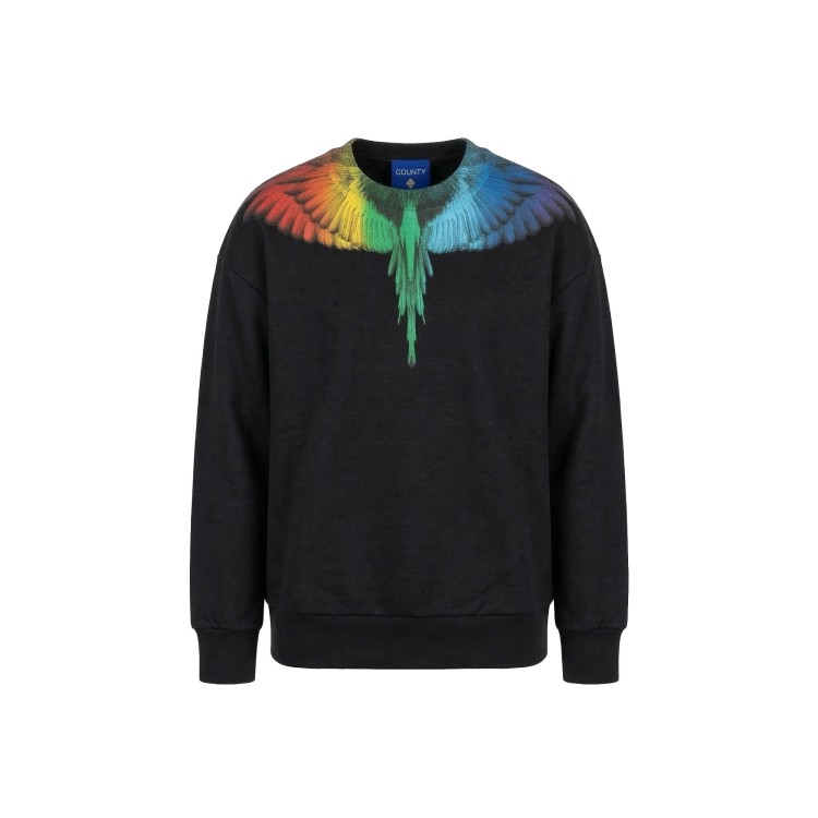 COUNTY OF MILAN Felpa nera con stampa multicolor bambino