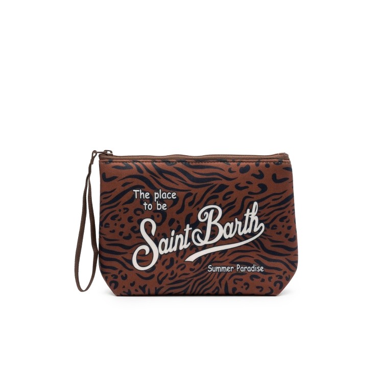 SAINT BARTH Pochette marrone mix animalier bambina