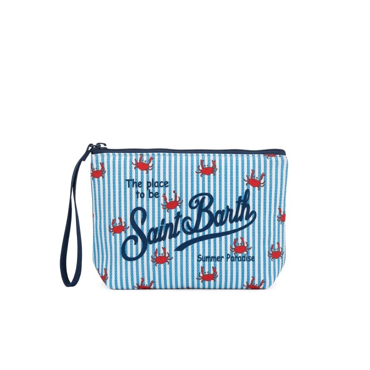 SAINT BARTH Pochette celeste con granchietti bambini