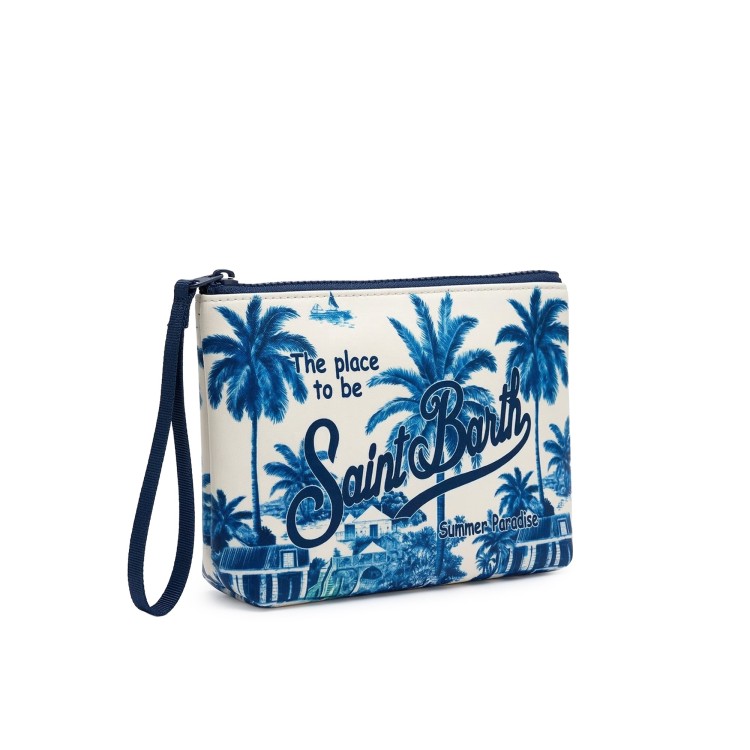 SAINT BARTH Pochette blu navy toile de jouy bambini