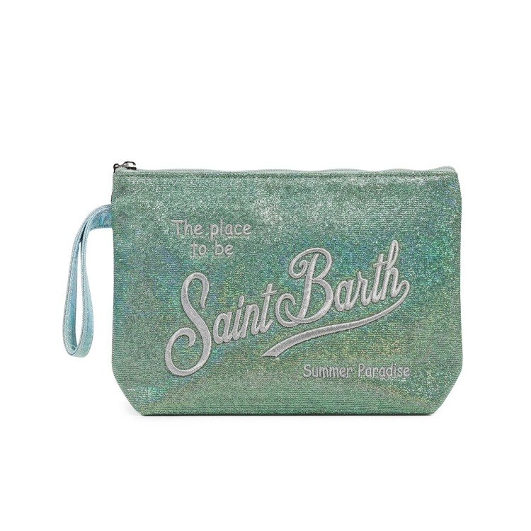 SAINT BARTH Pochette grande verde lurex bambina