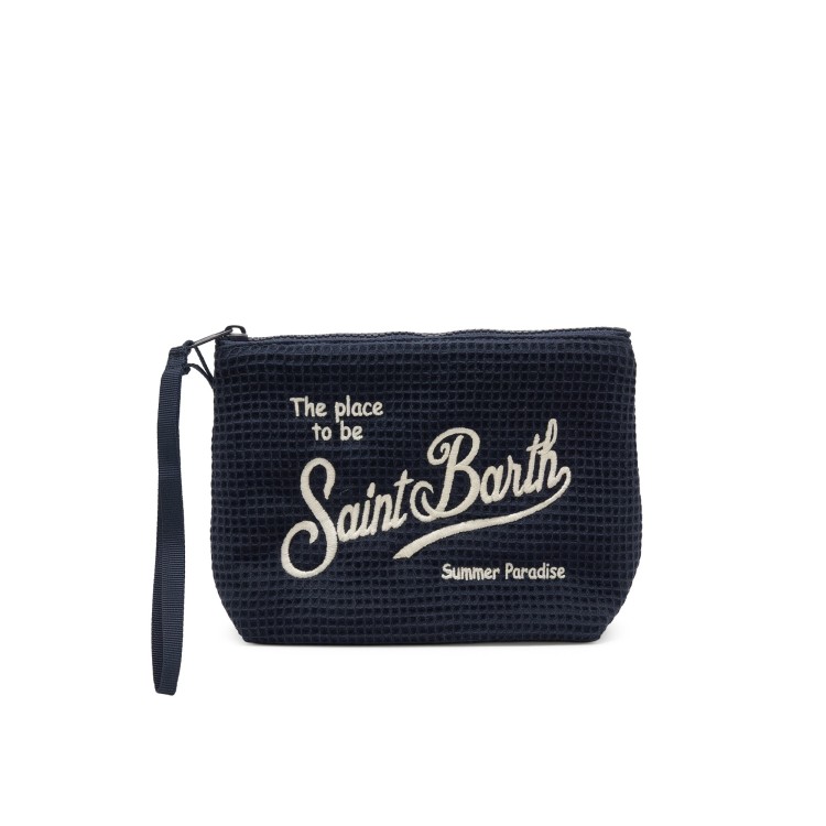 SAINT BARTH Pochette blu navy waffle bambini