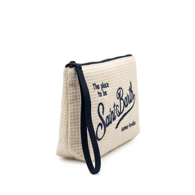 SAINT BARTH Pochette panna e blu navy waffle bambini