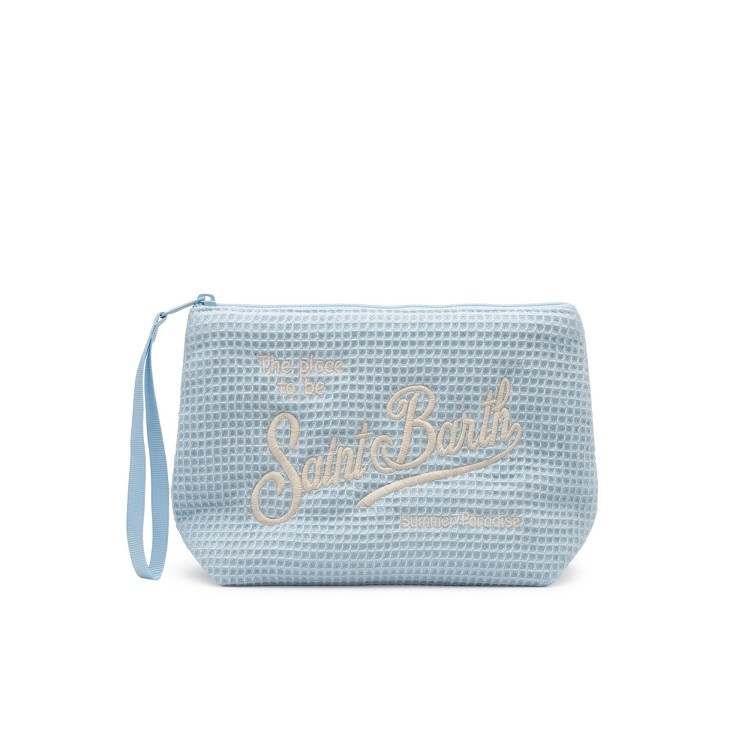 SAINT BARTH Pochette celeste waffle bambini