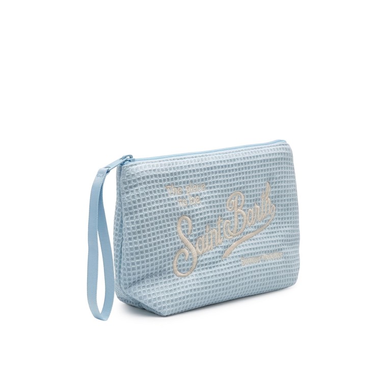 SAINT BARTH Pochette celeste waffle bambini