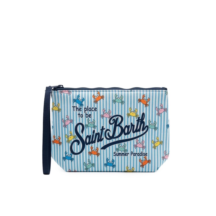 SAINT BARTH Pochette celeste con granchietti bambini