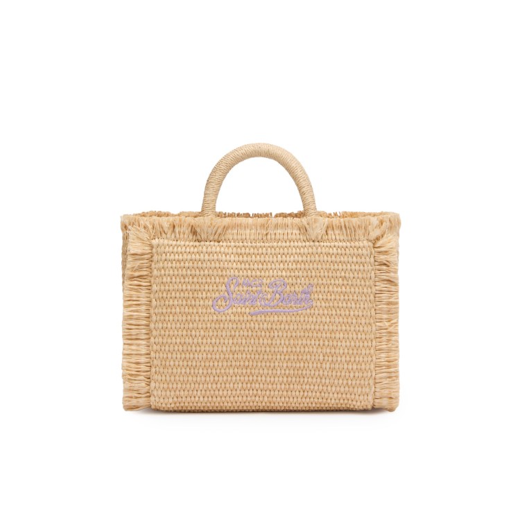 SAINT BARTH Borsa Vanity Mini in rafia con strass bambina