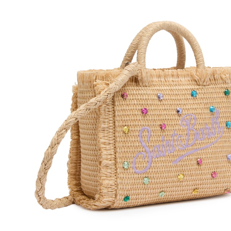 SAINT BARTH Borsa Vanity Mini in rafia con strass bambina