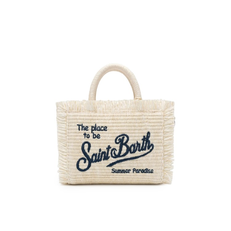 SAINT BARTH Borsa Vanity Mini in paglia chiara bambina