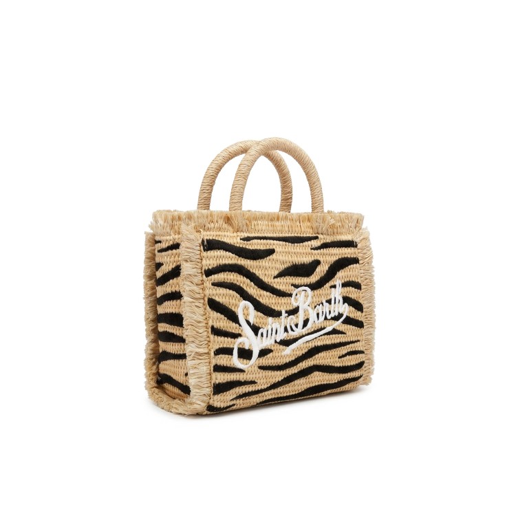 SAINT BARTH Borsa Vanity Mini in paglia zebrata bambina