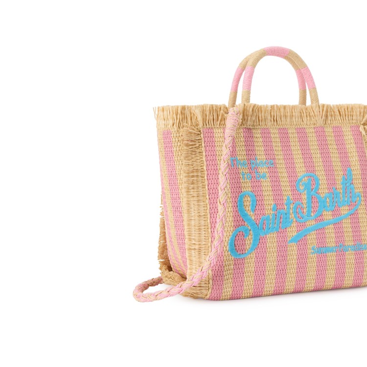 SAINT BARTH Borsa Colette in paglia a righe rosa bambina