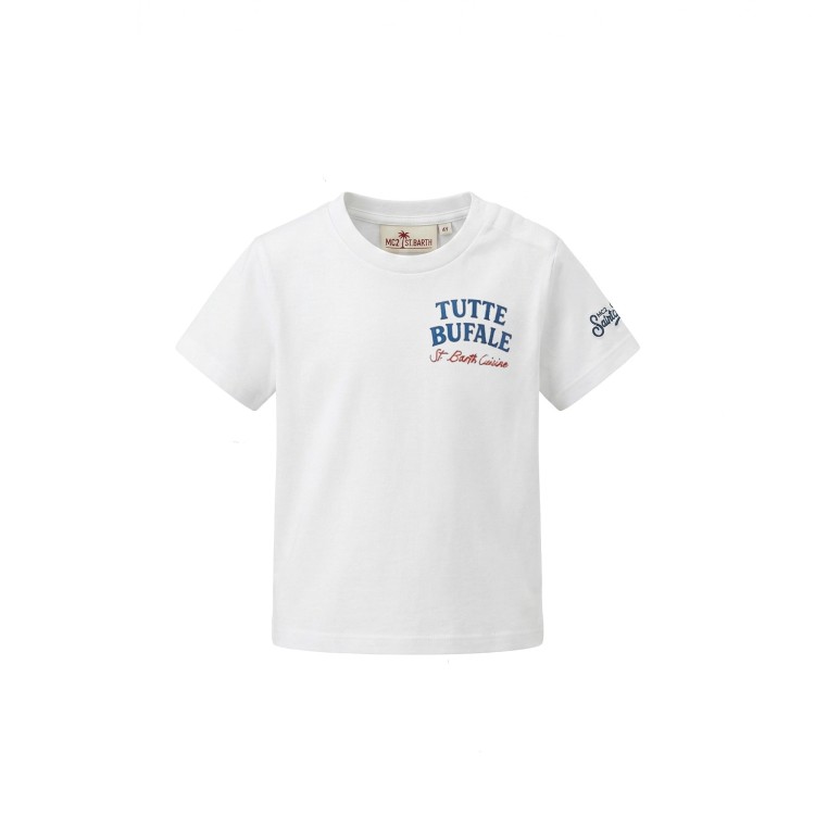 SAINT BARTH T-shirt bianca "Tutte Bufale" bambino