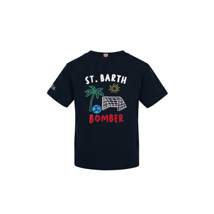 SAINT BARTH T-shirt blu navy "St. Barth Bomber" bambino