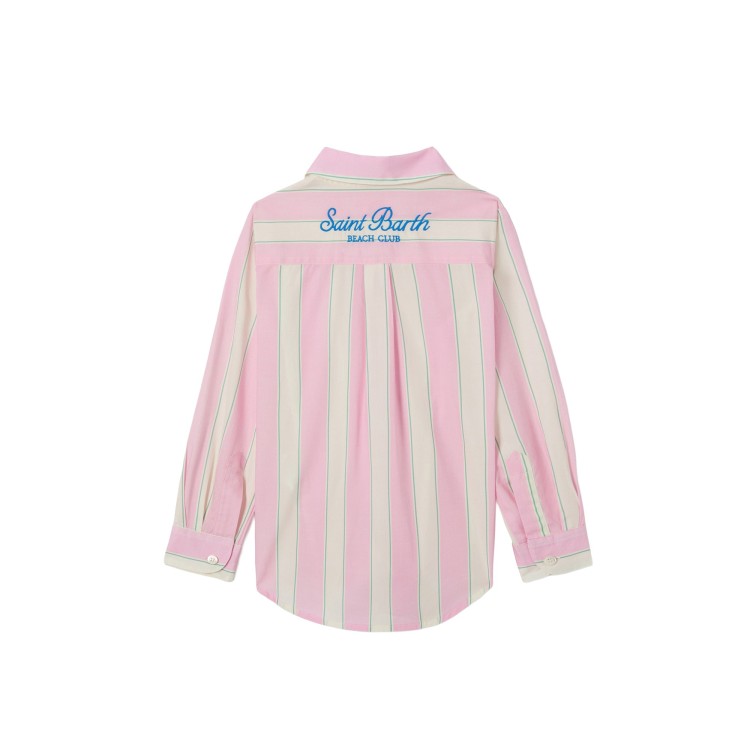 SAINT BARTH Camicia a righe rosa bambina