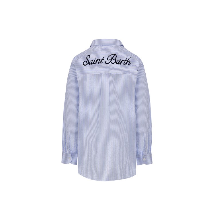 SAINT BARTH Camicia a righe celesti bambina