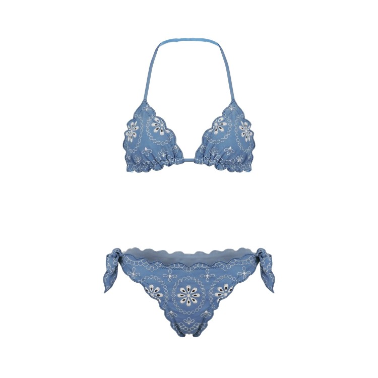 SAINT BARTH Bikini blu avio sangallo bambina