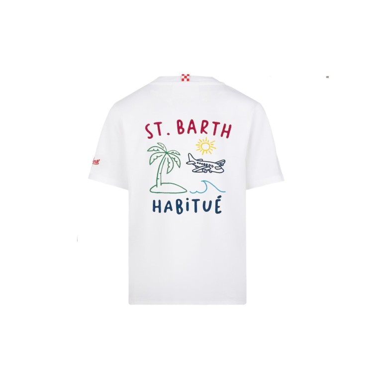 SAINT BARTH T-shirt bianca "St. Barth Habitué" bambino