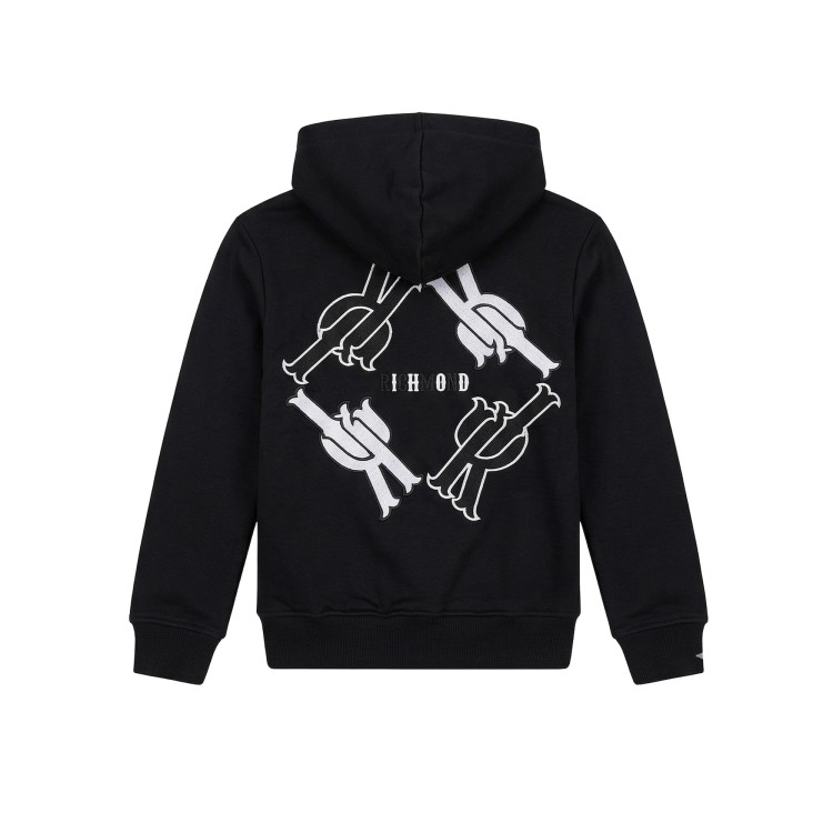JOHN RICHMOND Felpa nera full-zip con logo bambino