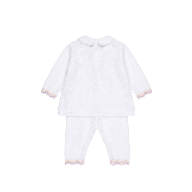 MARLU' Completo due pezzi bianco e rosa neonata