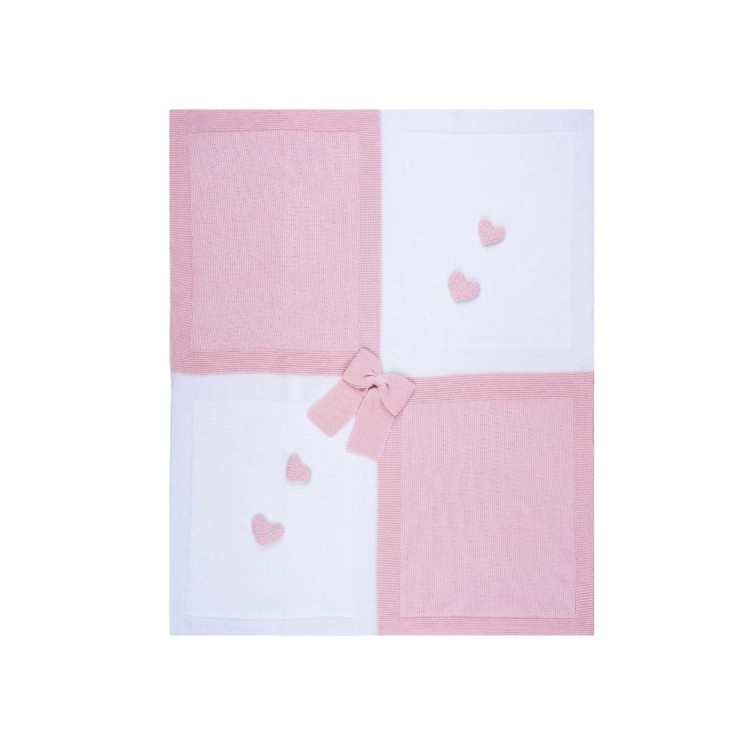 MARLU' Copertina bianca e rosa in filato neonata