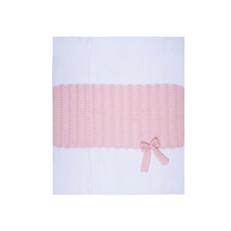 MARLU' Copertina bianca e rosa con fiocco neonata