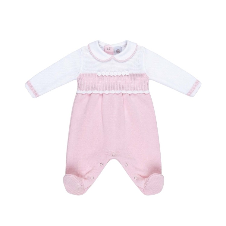 MARLU' Tutina bianca e rosa con fiorellini neonata