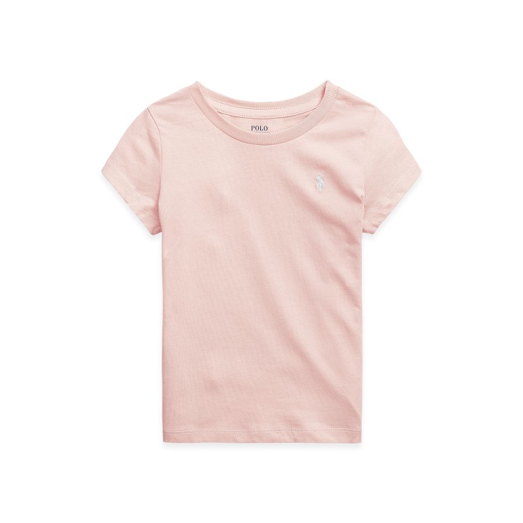 RALPH LAUREN T-shirt rosa con logo bianco bambina