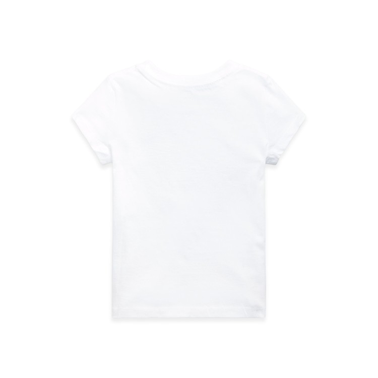 RALPH LAUREN T-shirt bianca con logo rosa bambina