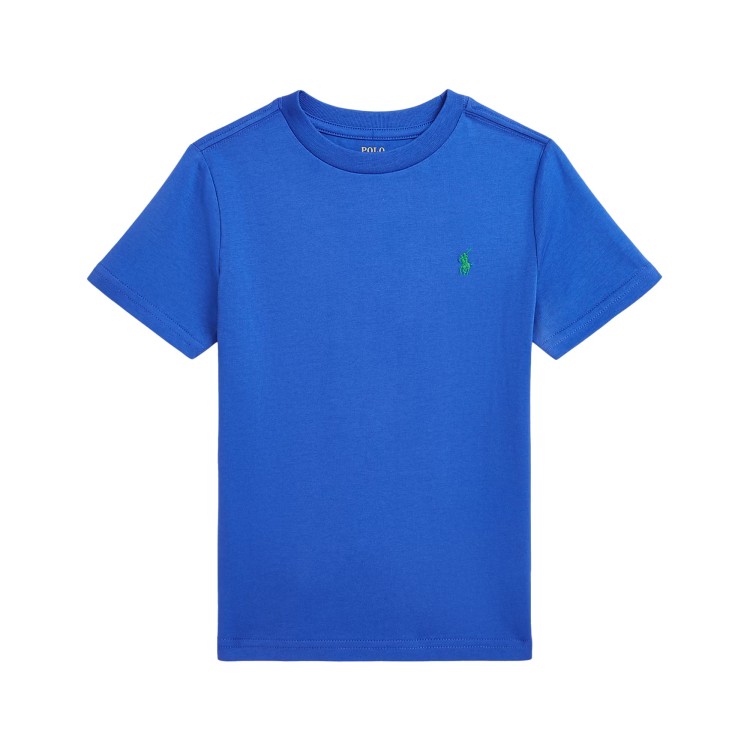RALPH LAUREN T-shirt azzurra con dettaglio verde bambini
