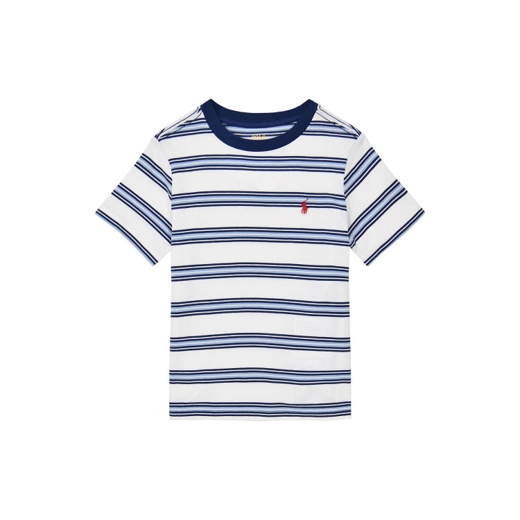 RALPH LAUREN T-shirt a righe blu navy Pony bambini