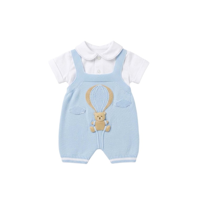 MARLU' Set 2 pezzi celeste con salopette neonato