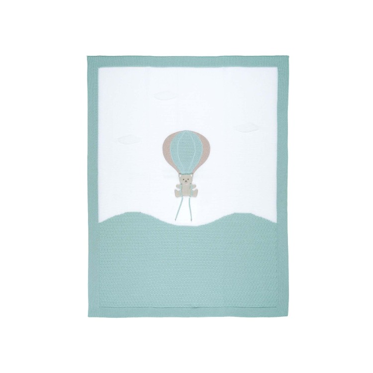 MARLU' Copertina bianca e salvia mongolfiera neonato