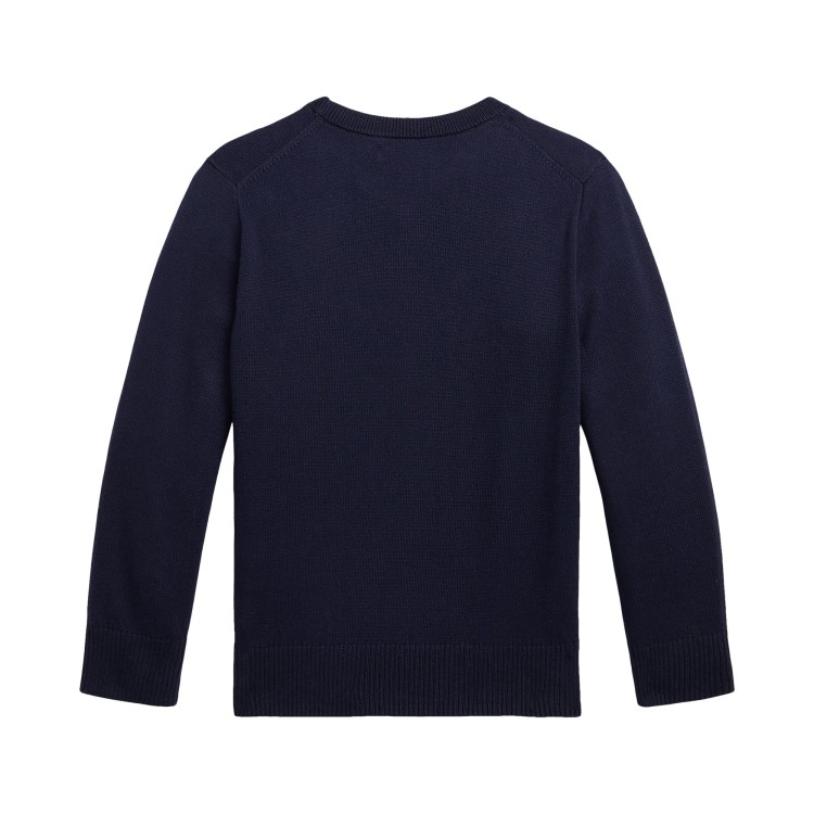 RALPH LAUREN Maglia blu a girocollo in cotone bambini