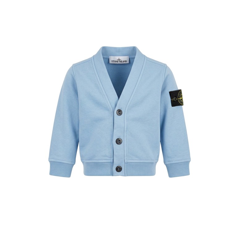 STONE ISLAND Set celeste in felpa neonato