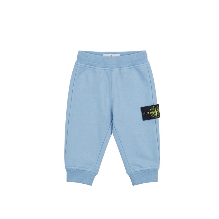 STONE ISLAND Set celeste in felpa neonato