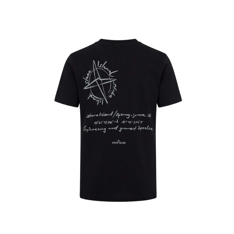 STONE ISLAND T-shirt nera stampata bambini
