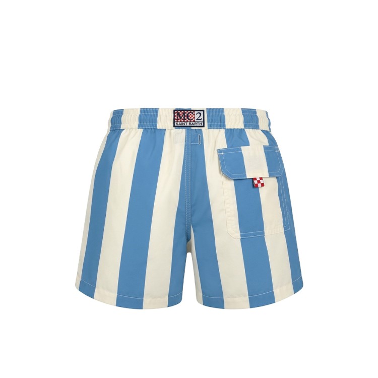 SAINT BARTH Boxer mare celeste a righe bambino