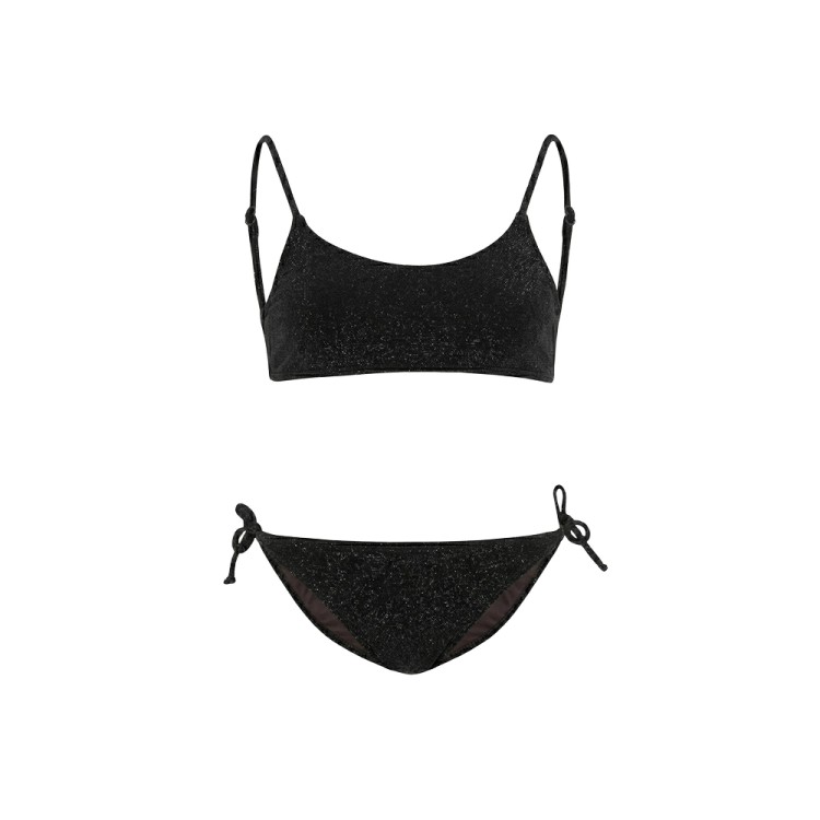 SAINT BARTH Bikini nero lurex bambina