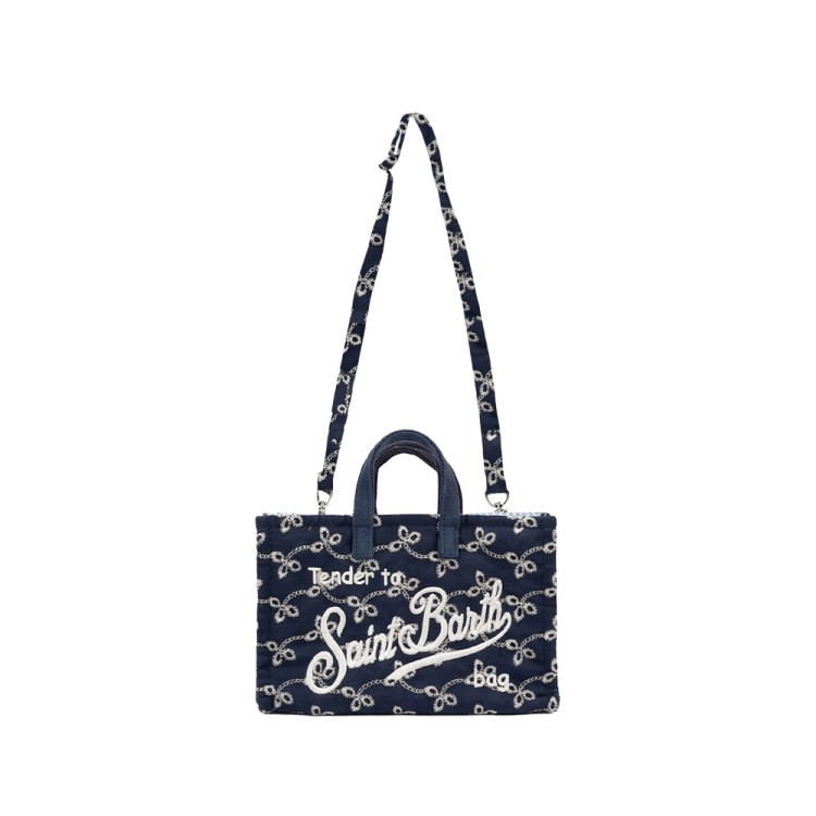 SAINT BARTH Borsa per telefono blu in sangallo bambina