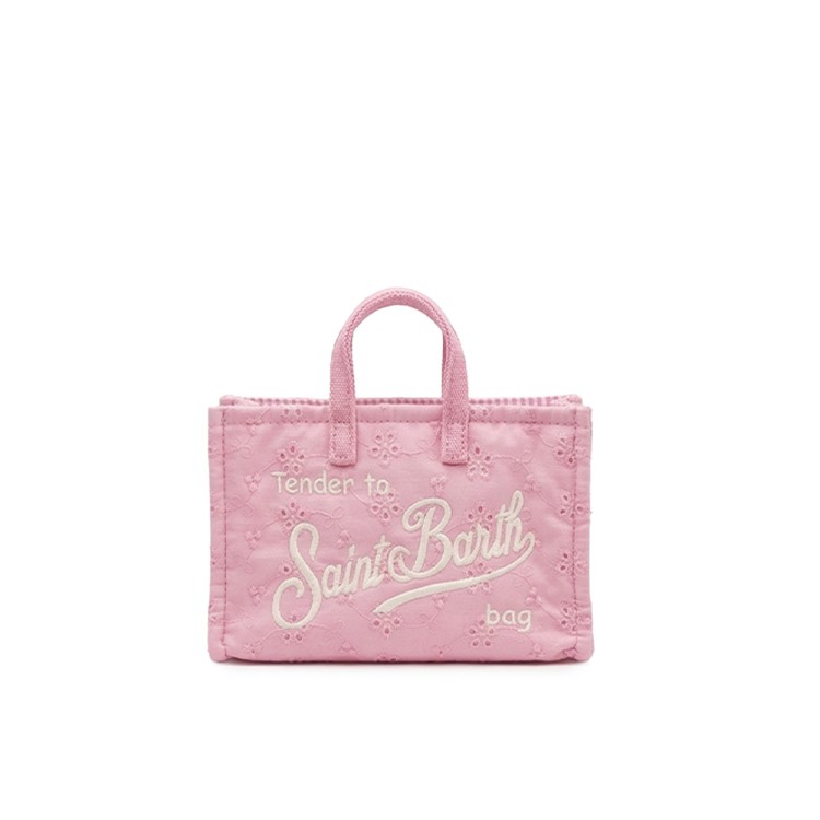 SAINT BARTH Borsa per telefono rosa in sangallo bambina