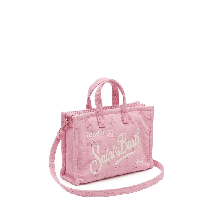 SAINT BARTH Borsa per telefono rosa in sangallo bambina