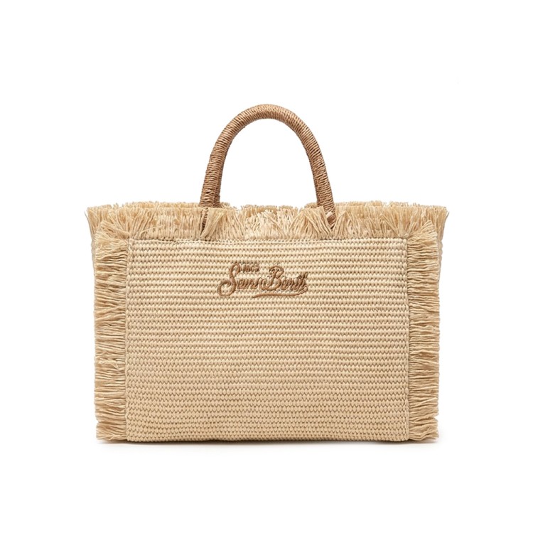 SAINT BARTH Borsa Colette in paglia con logo marrone bambina