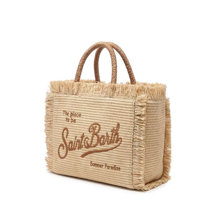SAINT BARTH Borsa Colette in paglia con logo marrone bambina